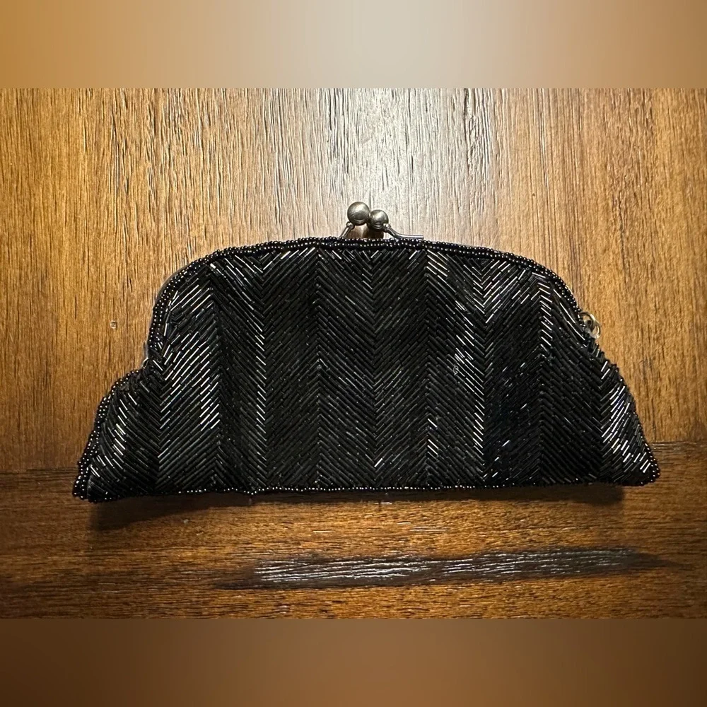 The Limited Elegant Black Beaded Clutch